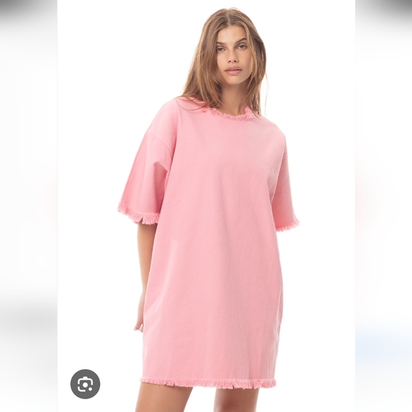 Marques Almeida Frayed Edge Denim Dress Pink Size M Medium - Picture 3 of 9